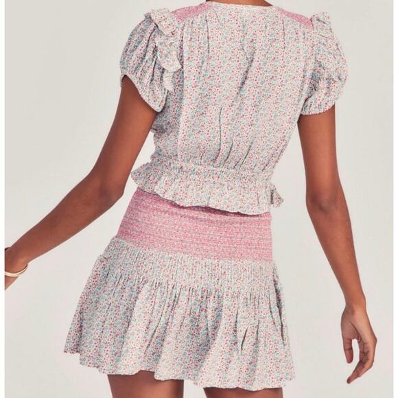 LoveShackFancy NWT Toto Pink Floral Smocked Cottagecore Mini Dress size Small - Picture 16 of 16